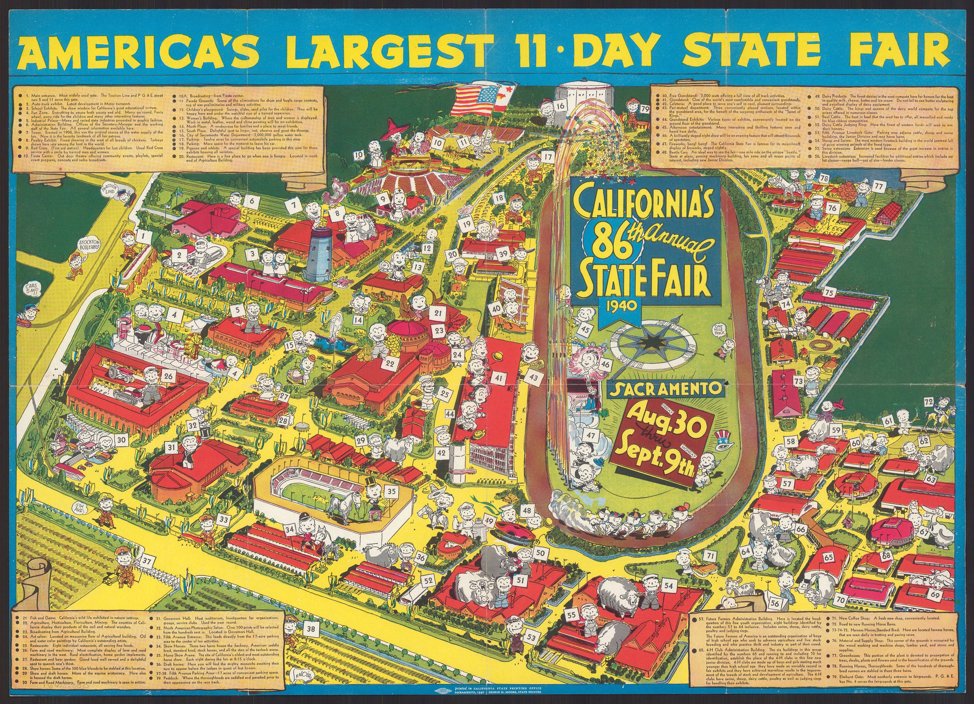 California's 86th Annual State Fair — 1940 illustrated map (Sacramento)
